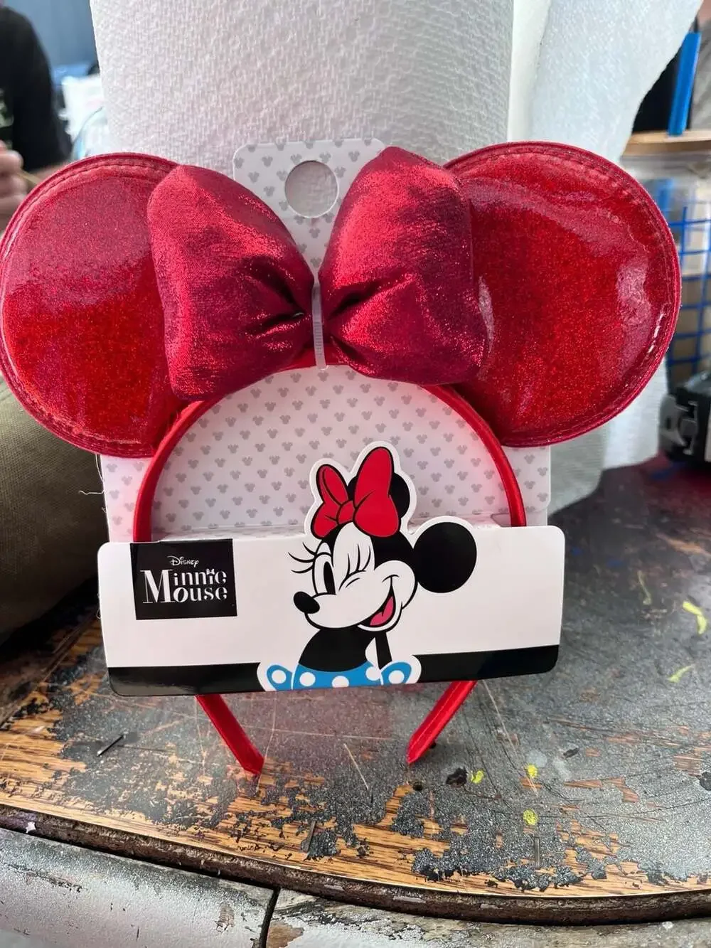 Disney Minnie Mouse Red Glitter Bow Headband